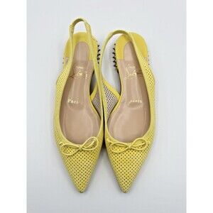 Christian Louboutin Yellow Hall Sling Spiked Slingback Flats Leather Sz EU 36 6